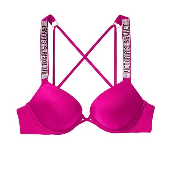 New! Victoria’s Secret bombshell rose pink shine strap bikini top 4555 - Picture 1 of 10